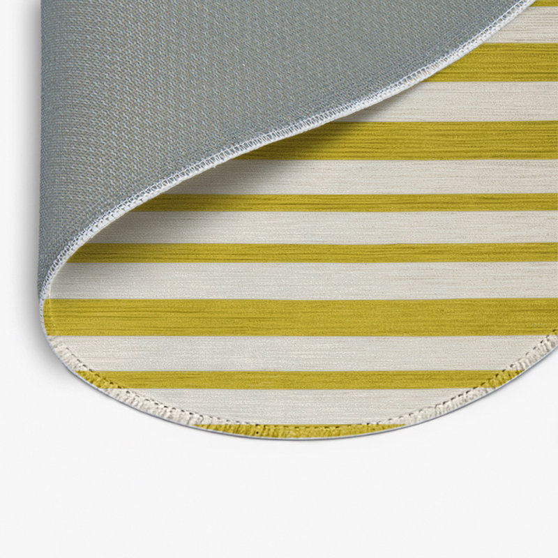 HorizontalStripes Beige Indoor and Outdoor Area Rug, Round 5'
