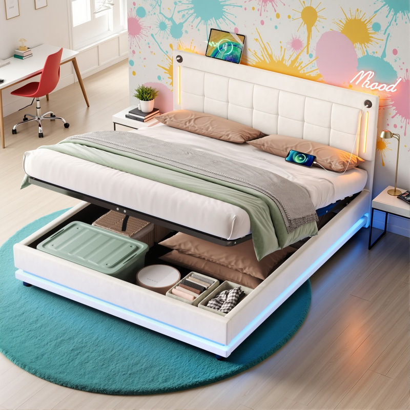 Upholstered Ottoman Storage Bed, Double (4'6)