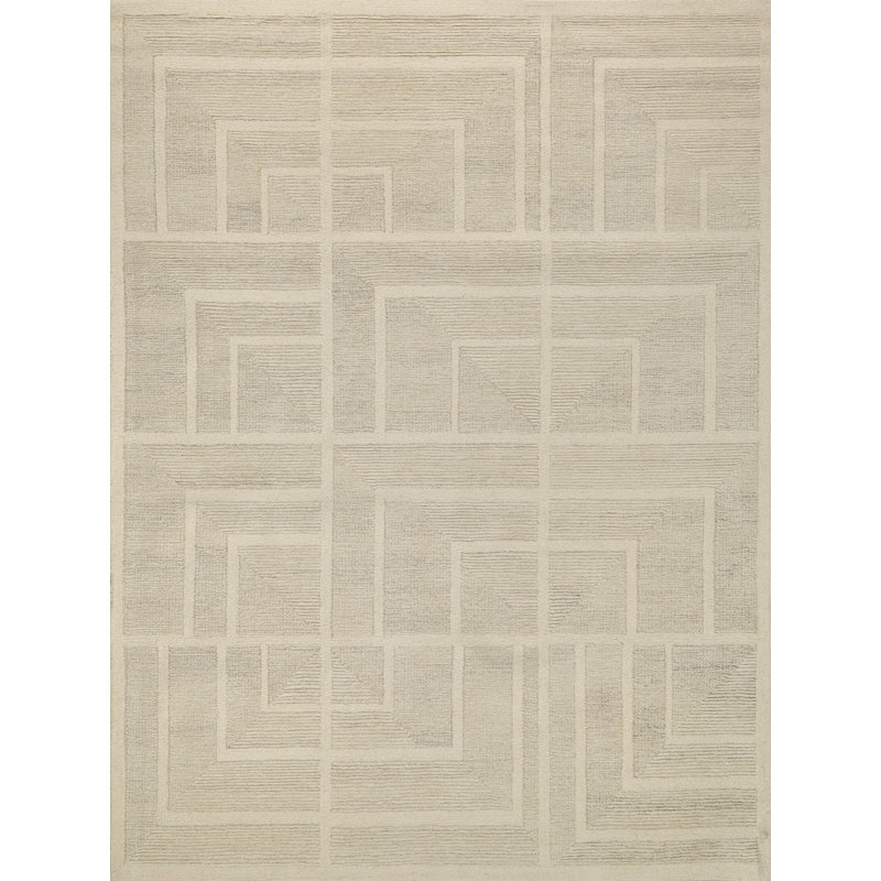 Maddox hand-tufted New Zealand Wool Ivory Area Rug, Rectangle 9' x 12', Light Beige/Ivory