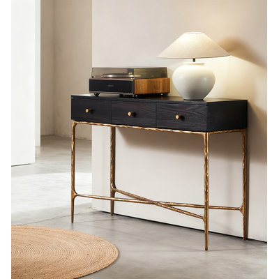 Console de vestibule en chêne et fer Vintage