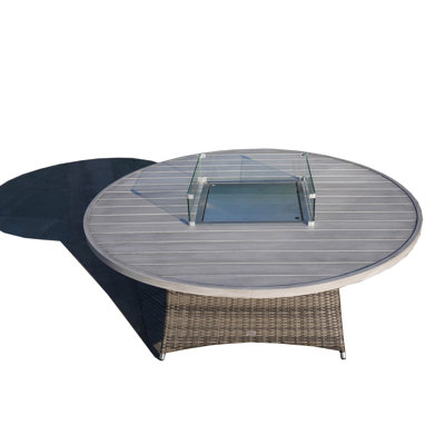 Siloam 27.56'' H x 71.66'' W Wicker Propane Outdoor Fire Pit Table with Lid