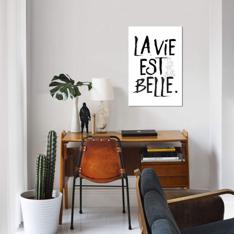 « la vie belle », art textuel sur toile, H 12 po x l 8 po x P 0,75 po, Toile tendue, Pas de tapis