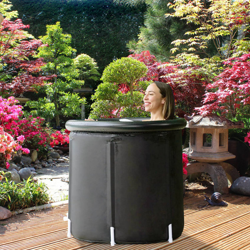 370L/97Gallon Large Portable Ice Bath Tub with Cover, 660LBS Load Capacity Cold Water Therapy Cold Plunge Tub for Adult Athlete Outdoor Recovery
