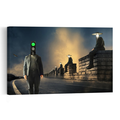 Impression d'art mural vert abstrait, paysage urbain abstrait