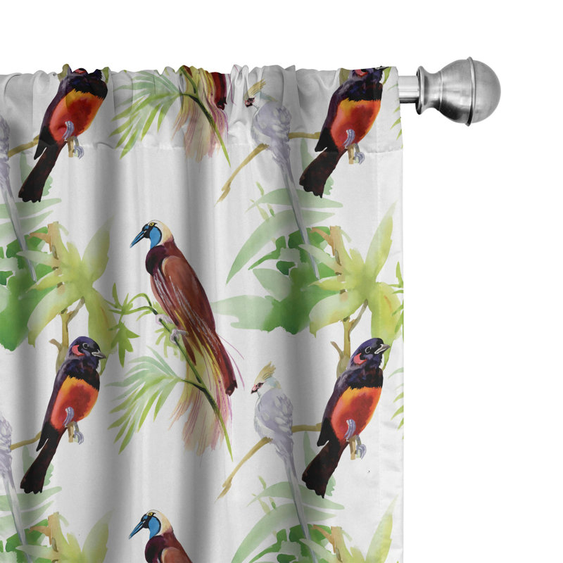 Tropical Semi-Sheer Rod Pocket Curtain Panels, 28" x 84"