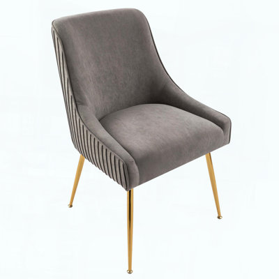 Modern Velvet Dining Chair with Gold Metal Legs