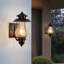 Outdoor Wall Light - Vintage Oil-lamp-style Crackled Glass Shade