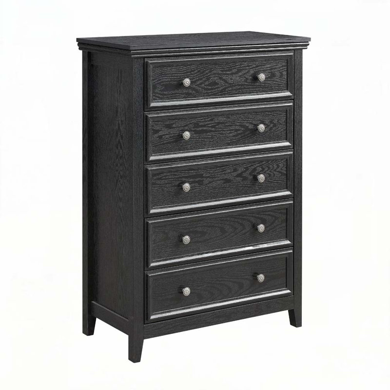 Commode 5 tiroirs, commode à tiroirs, Noir