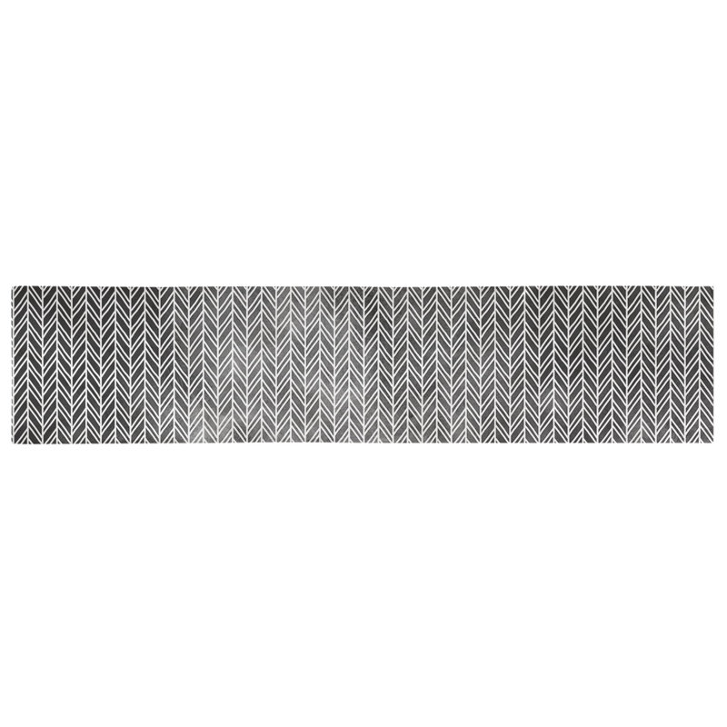 Avicia Herringbone Table Runner, 73.5" x 17.5", Black, Cotton