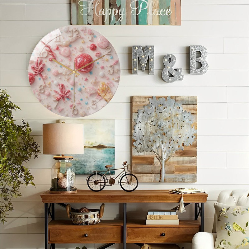 Horloge-Cadres-chiffres-avec-bonbon-Art décoratif - Horloge murale moderne en verre 12 po