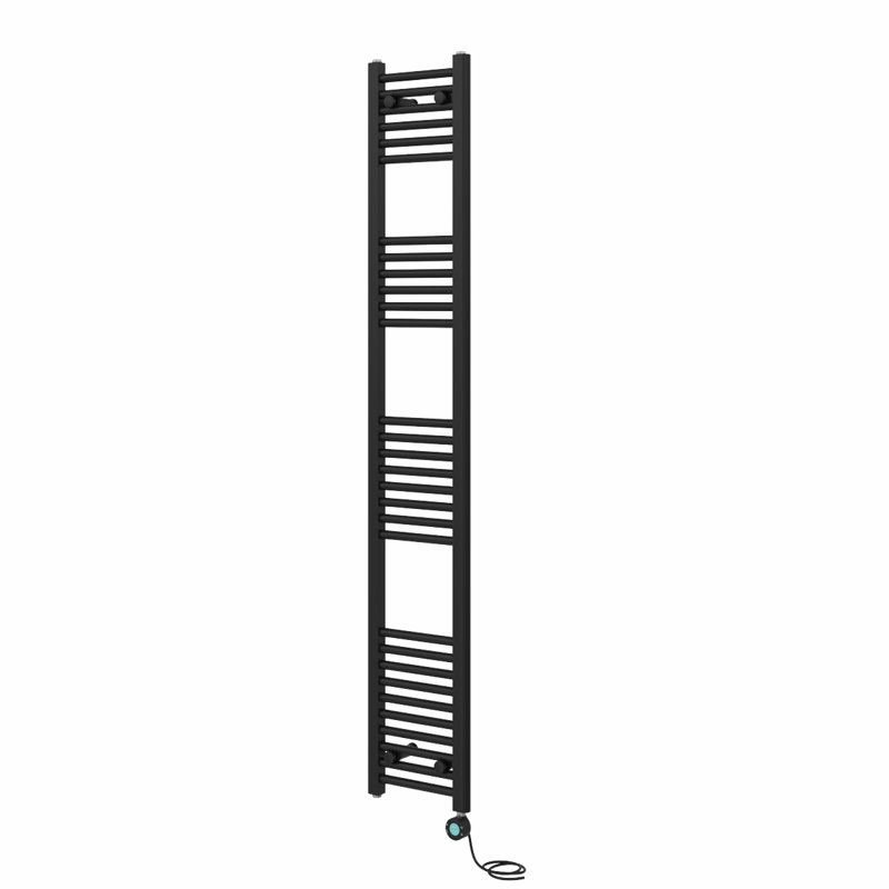 Arneisha Straight Towel Rail Heated Towel Rails, 180cm H x 30cm W x 3cm D, Black