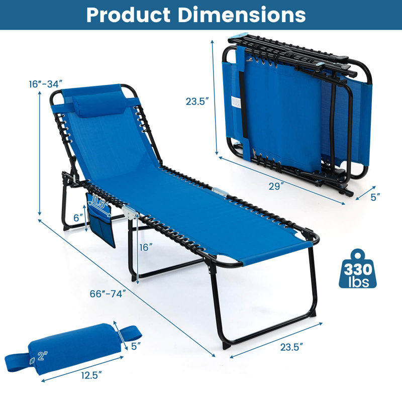 Chaise longue d'extérieur en métal Wetumka, Bleu