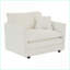 Canapés à siège simple pour salon, chambre, bureau à domicile | Chenille blanche neige | Bois massif | Comprend un coussin décoratif | Blanc | Chenille-564290512-564290516