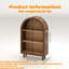 Petite bibliothèque arquée, armoire de rangement arquée, bibliothèque moderne arquée en bois de noyer avec 3 tablettes, étagère de rangement à 3 niveaux avec finition vernie pour le salon, la chambre à coucher, le vestibule