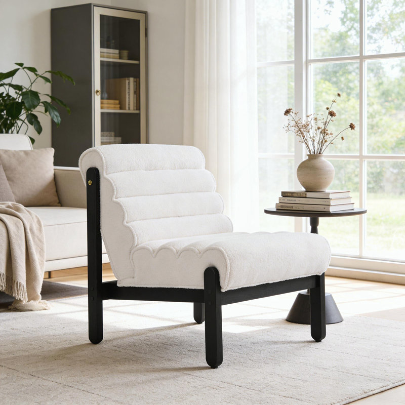 Chaise d'appoint avec structure en bois massif noir, Blanc, Noir