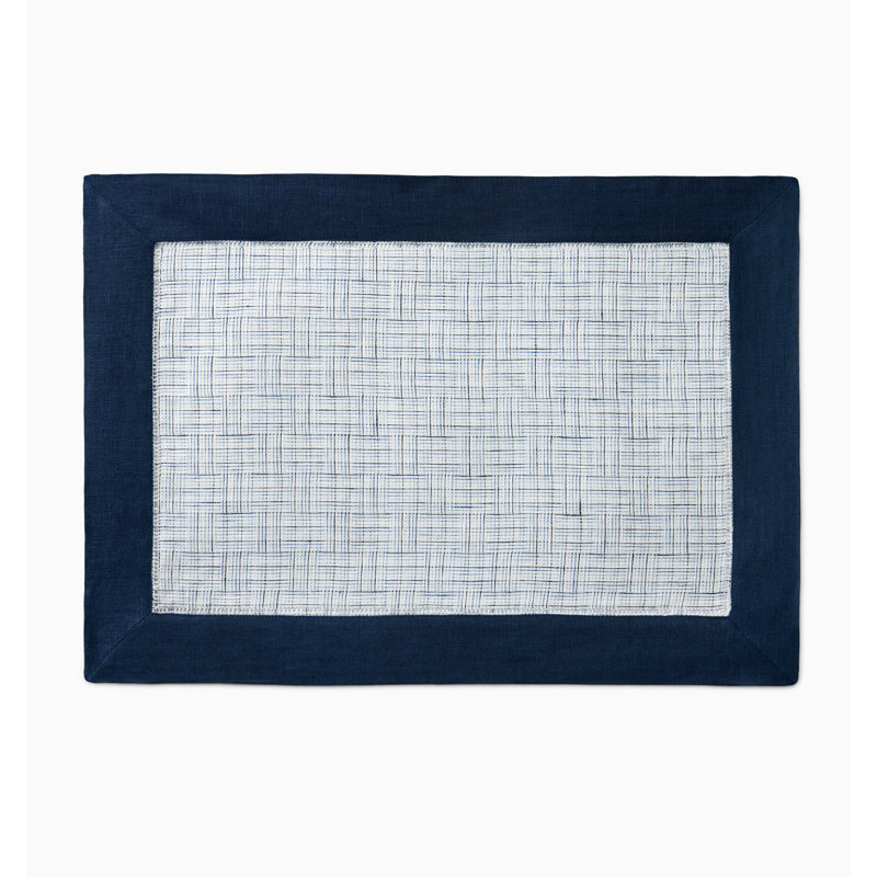 Mikelina Linen Rectangle Placemats, Navy