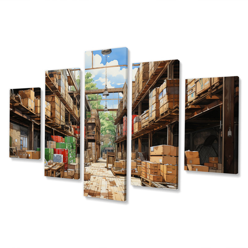 «Warehouse Hidden Treasures I», reproduction d'art sur toile - 5 panneaux