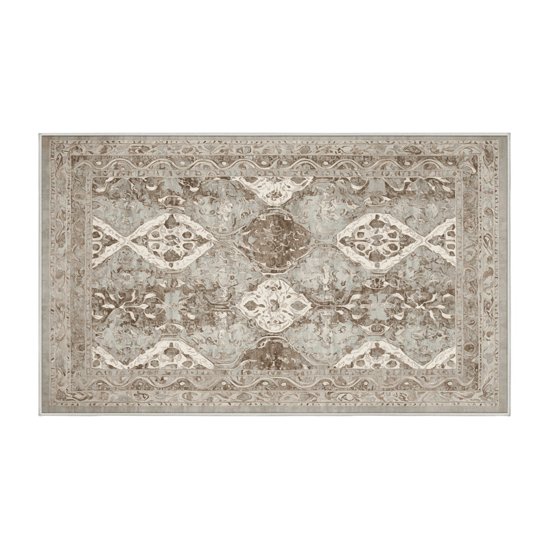 Machine Washable Beige Area Rug, Rectangle 7' x 10'