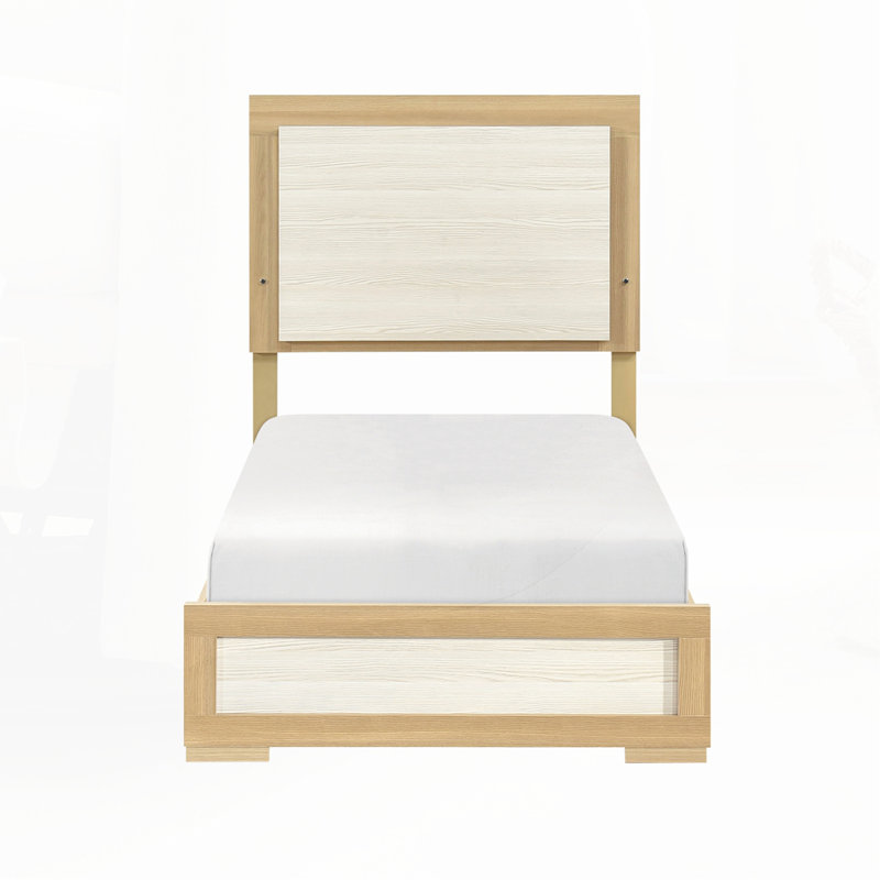 Tête de lit à panneau pleine grandeur à DEL en bois, Complète