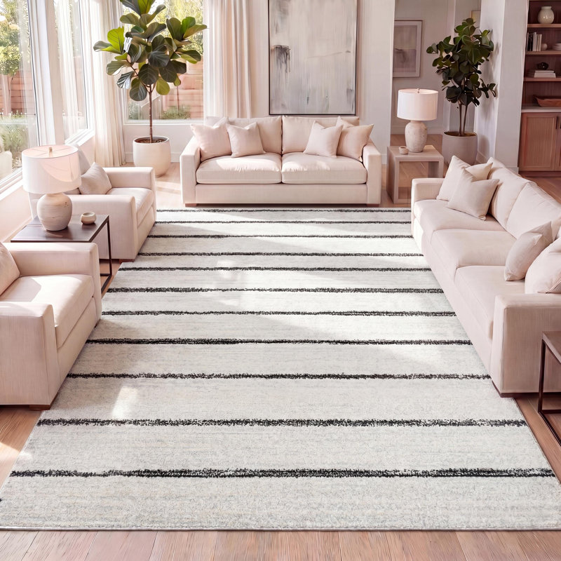 Tapis crème / noir Melvis, Rectangle 7 pi 9 po x 10 pi