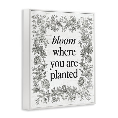 Inspiring Bloom with Vintage Border Framed Giclee, design by Lettered and Lined