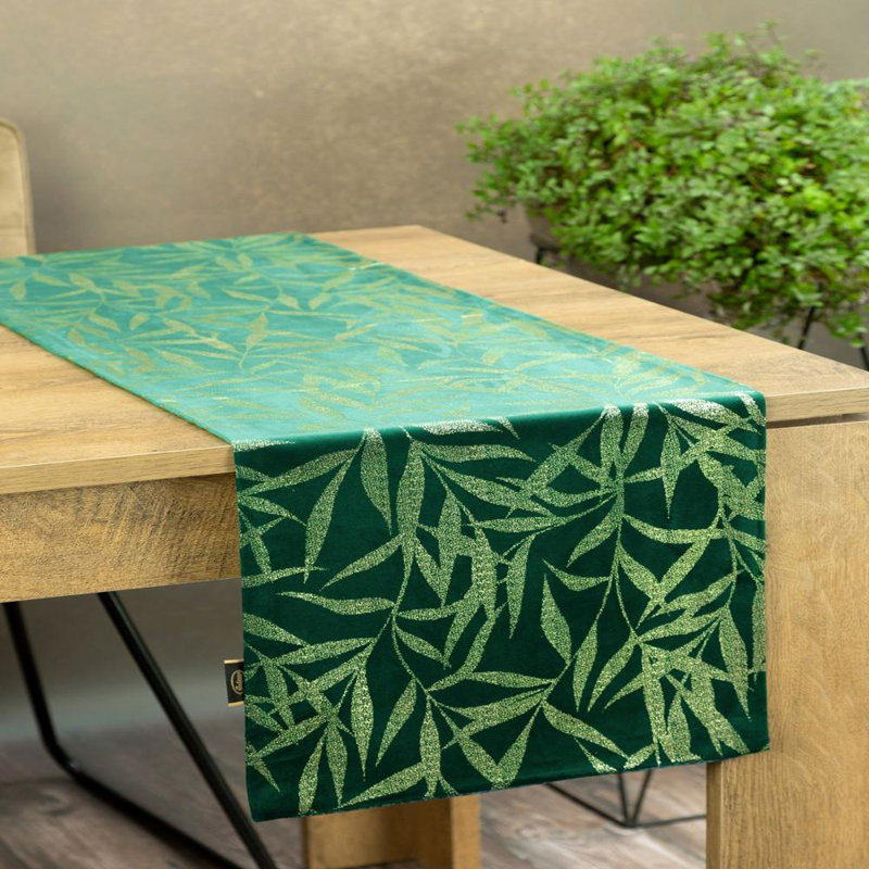 Blink Tablecloth 15 35X140 Cm Beige, 35cm W x 140cm L, Dark Green