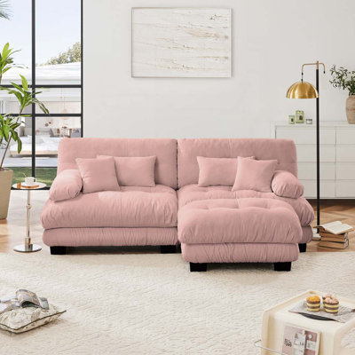 Canapé en chenille 2 places avec repose-pieds en tissu
