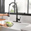 Robinet de cuisine de purificateur d'eau potable avec support de séchage pour vaisselle, robinet d'évier de cuisine rétractable (noir mat)