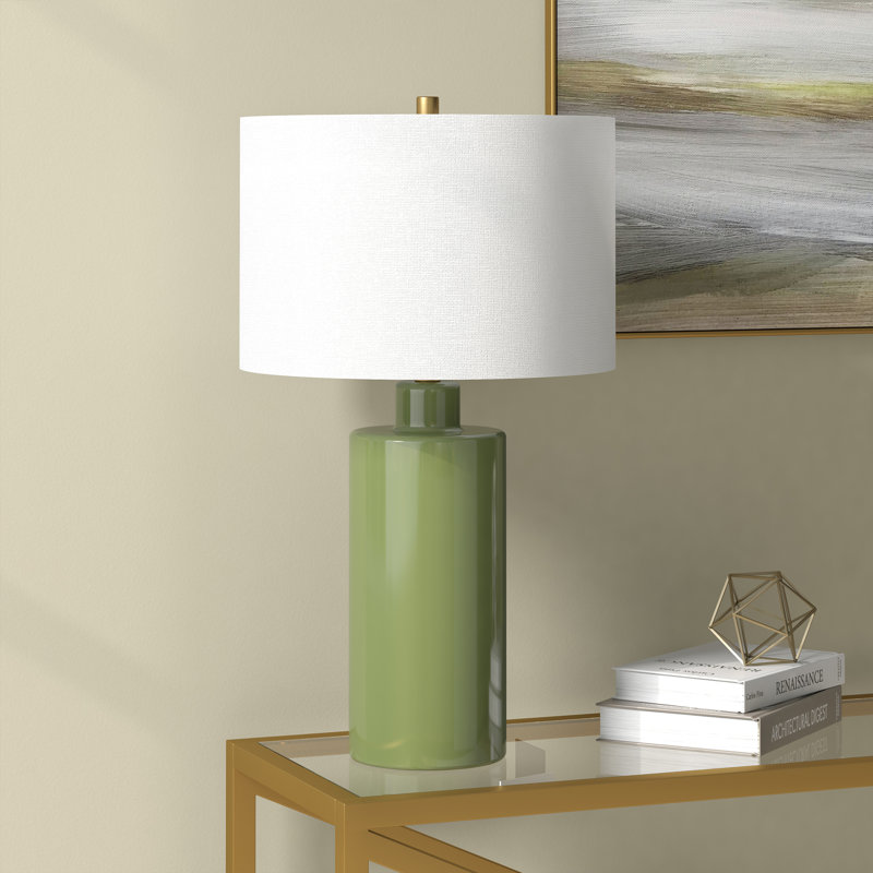 Lunara 25" Tall Ceramic Table Lamp with Fabric Shade, Green