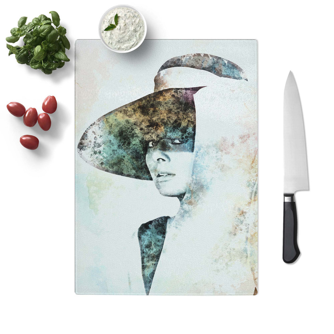 Tempered Glass Audrey Hepburn Portrait Chopping Board