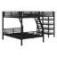 Lit superposé en forme de L en métal, lit superposé simple au-dessus d'un lit double attaché avec lit mezzanine simple avec 4 tablettes intégrées