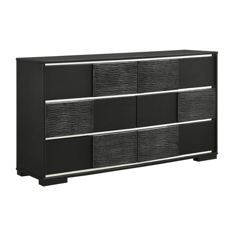 Ensemble de chambre avec grand lit géométrique 3 pièces Kelli Terrence