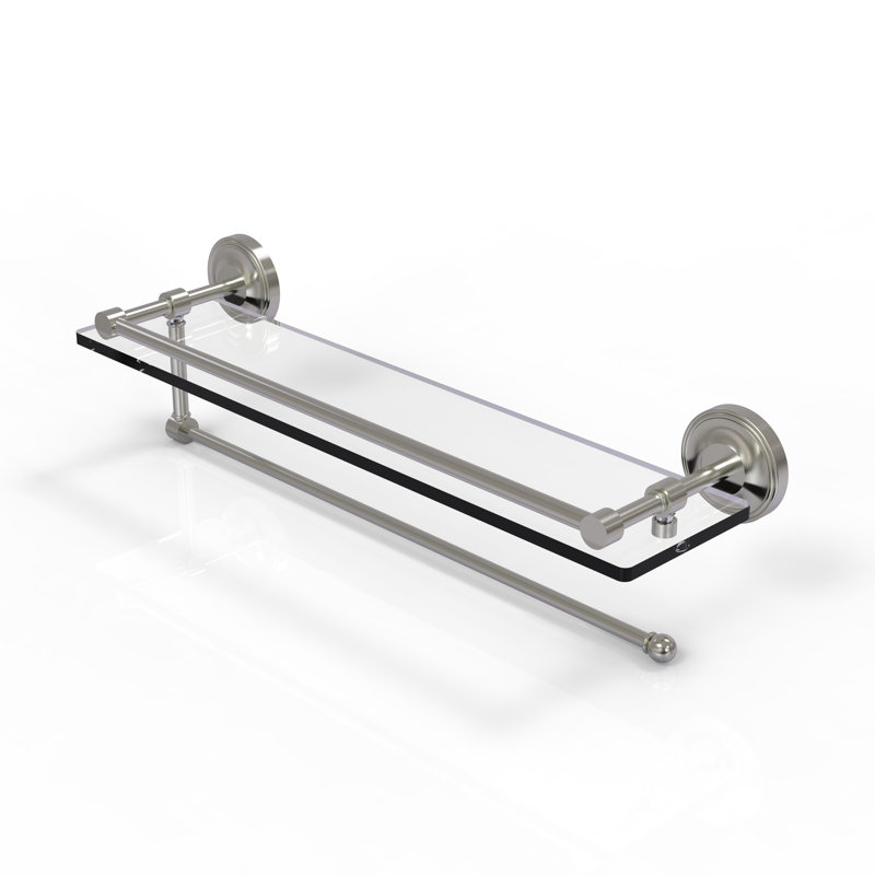 Alcott Bracket Shelf with Towel Bar, Satin Nickel