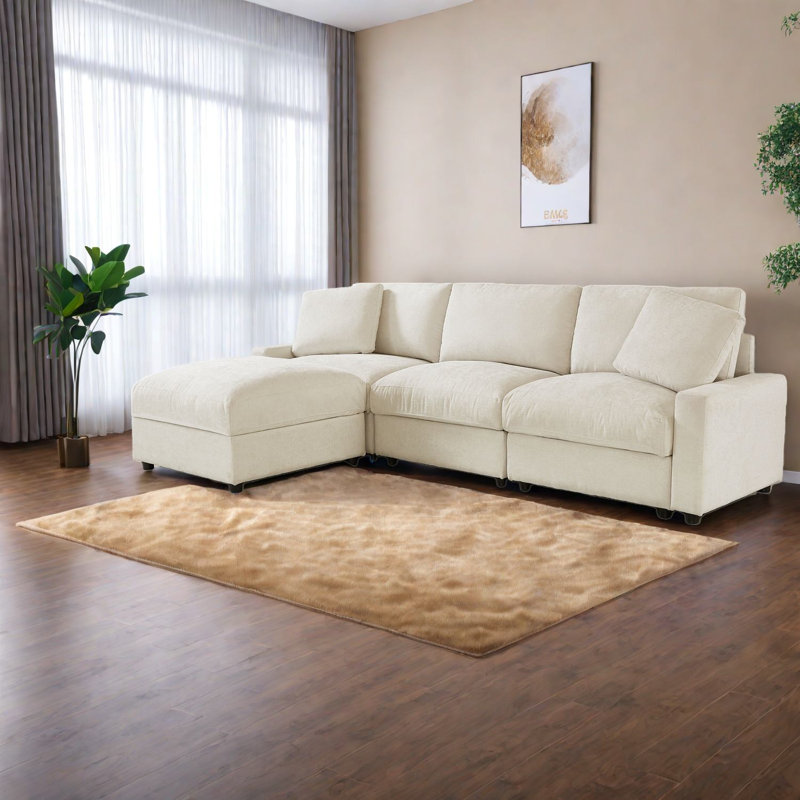 Space-saving Sectionals With Storage, Durable Polyester Modern Design For Small Living Spaces