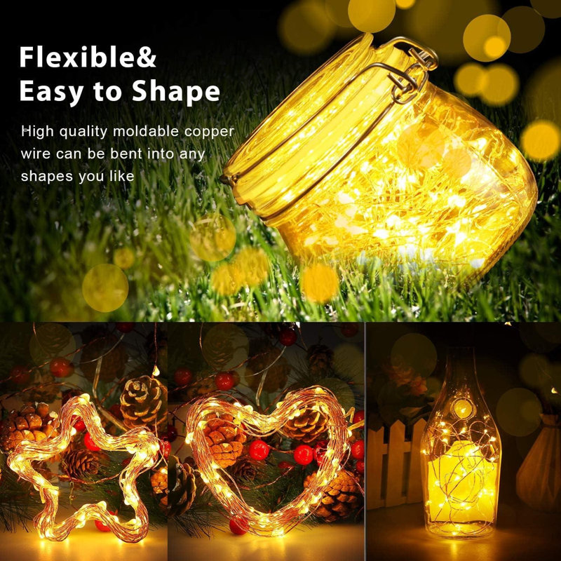 LED Battery Operated String Lights, 2 Pack, 10cm H x 4cm L x 4cm D, Warm White