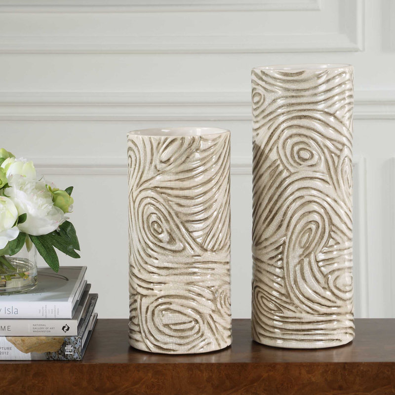 Ensemble de 2 vases Uttermost Timber Swirl