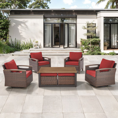 Arundel 7-Pieces Outdoor Patio Wicker Furniture Conversation Set With Coffee Table