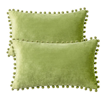 Housse de coussin Silky Velvet Series Pom-poms