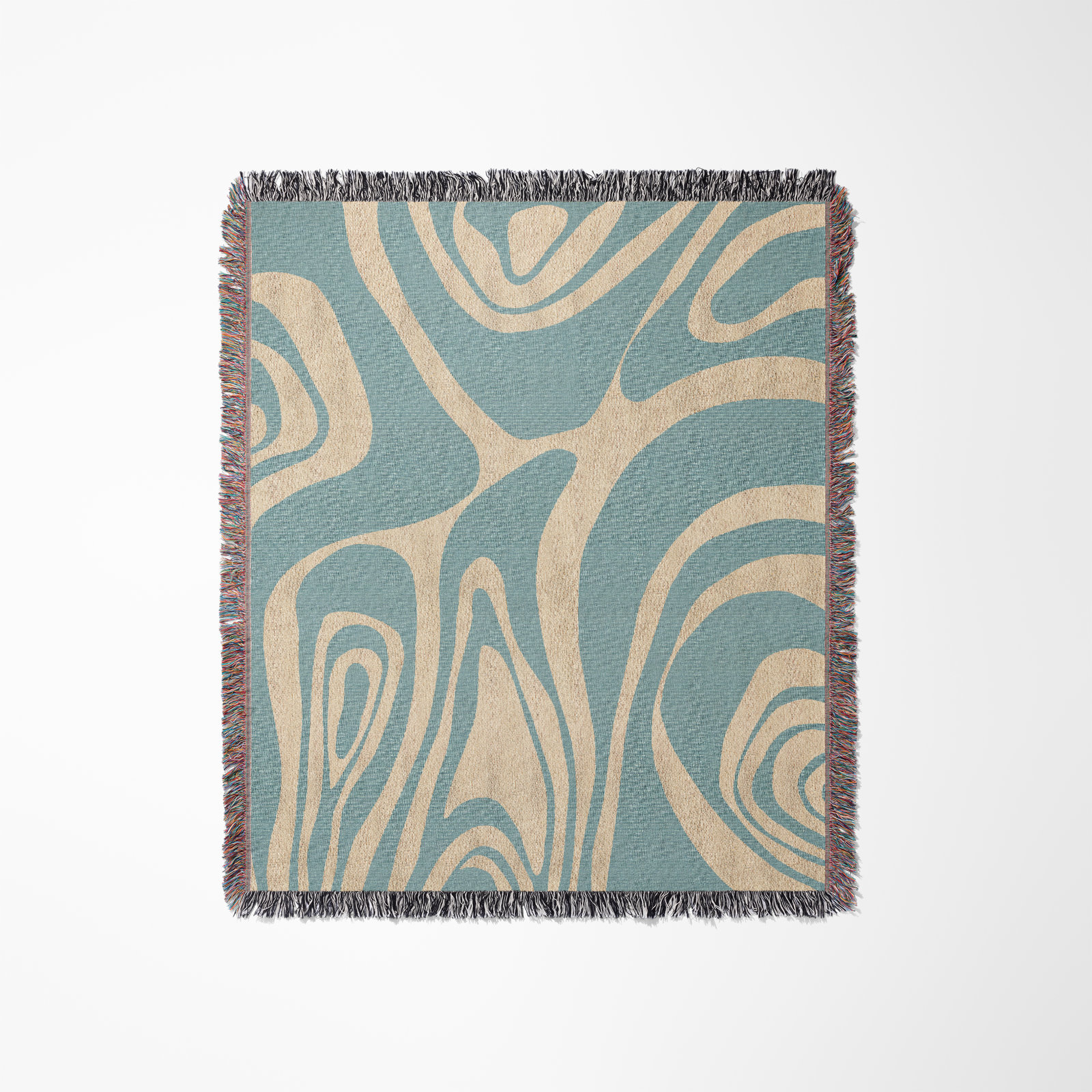 Kayle Cotton Throw Blanket, 52 x 37" – Throw, Blue/Beige