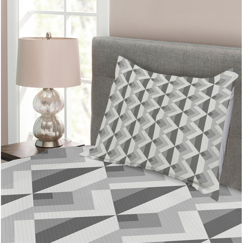 Modern & Contemporary Geometric Shapes Coverlet, Twin Coverlet + 1 Sham