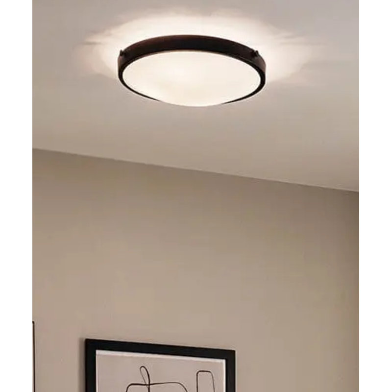Plafonnier encastré 3 lumières l 17 po avec abat-jour en verre blanc satiné gravé Lytham