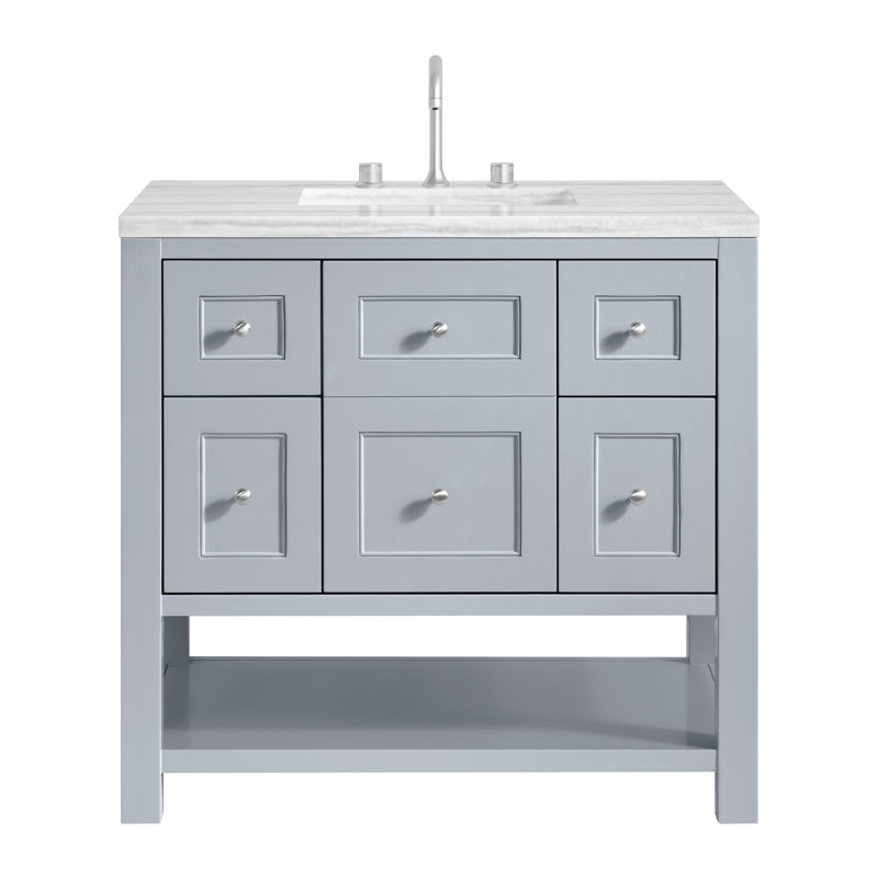 Breckenridge 36'' W Single Vanity, Carrara White, 8" Widespread, Serenity Blue