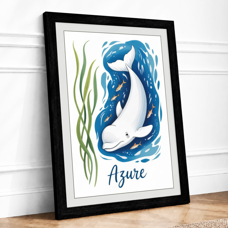 Azure Dolphin Coastal - Framed Print, A2 - 59.4 x 42.0 cm, Black