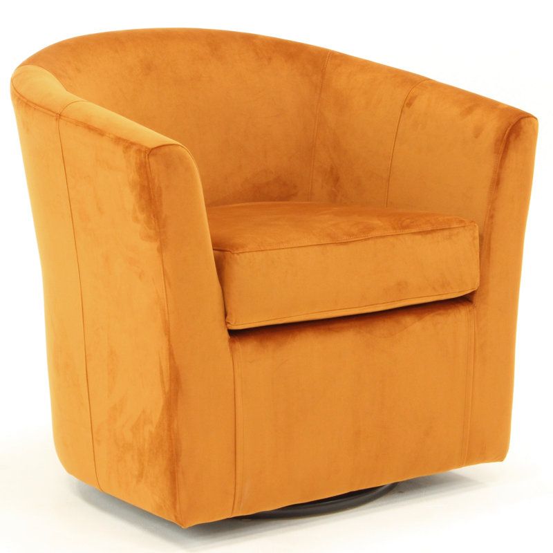 Fauteuil demi-tonneau pivotant 31 po Hansell, Velours performance récolte Chantal