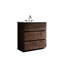 Lavabo pour salle de bain en noyer. Vaste espace de rangement, fonctionnement silencieux. Poignée ergonomique - Apparence. Bassin blanc. 30 po en noyer pré-assemblé. Capacité de travail intérieure accrue. Armoire moderne.-1981778285-1981778284