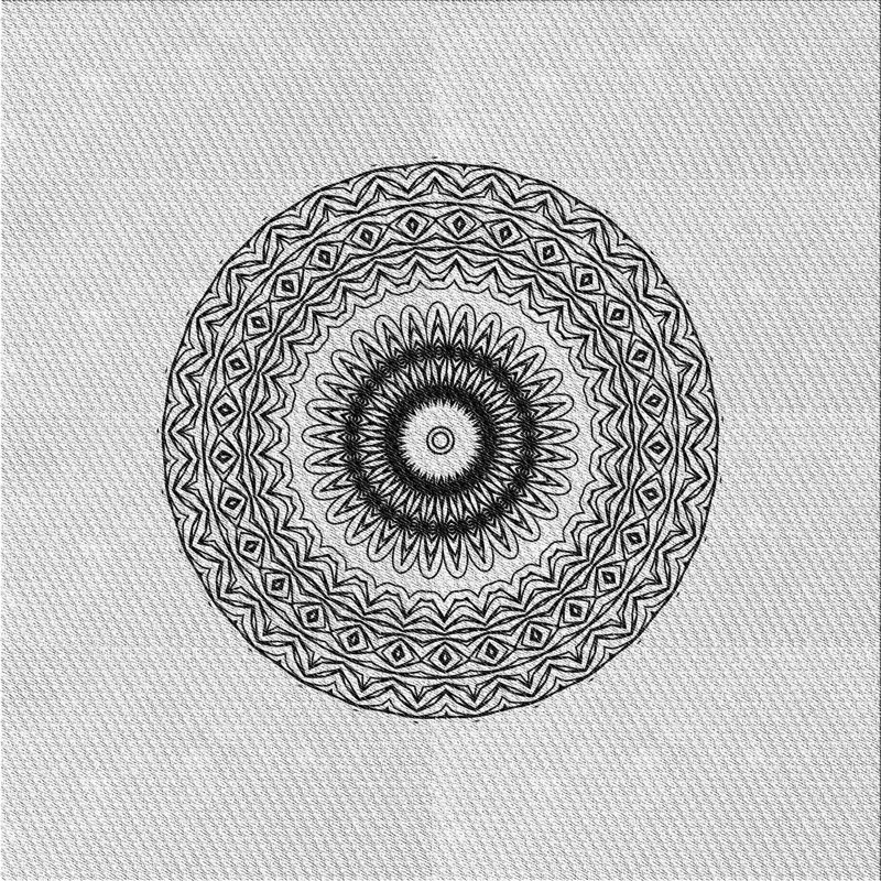 Tapis blanc/noir tissé à la machine, Carré 6 pi