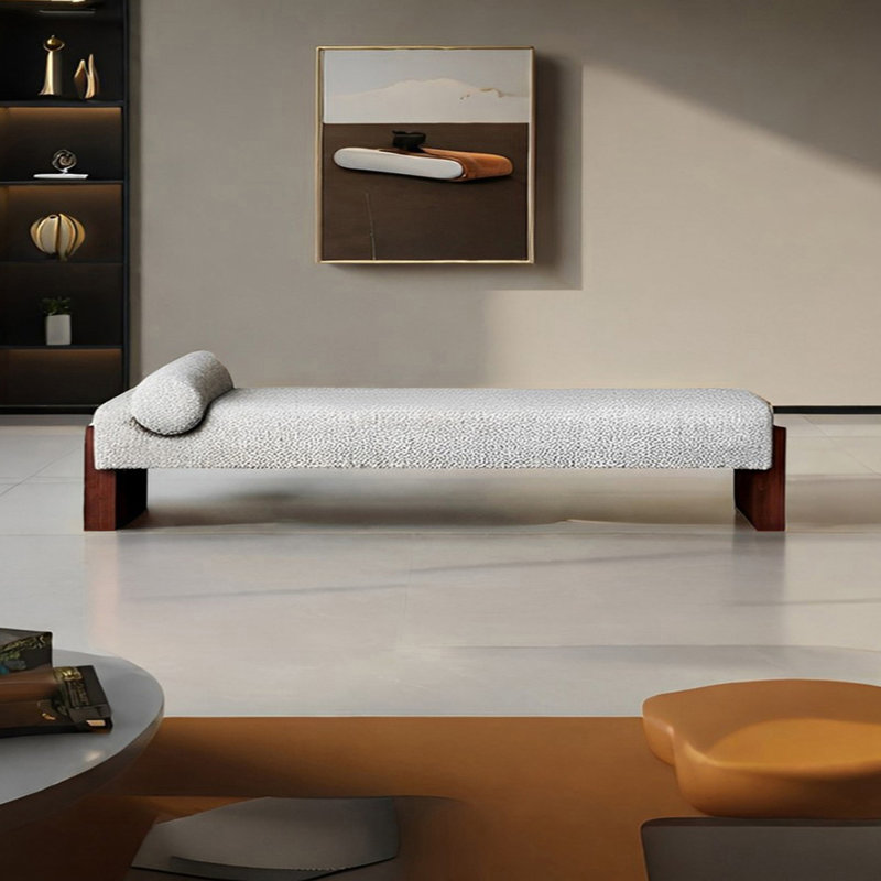 Banc rembourré en mélange de polyester Nilan, Gris