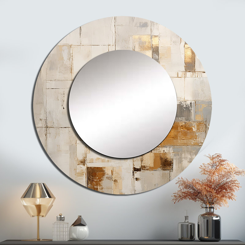 Minimalisme moderne scandinave sérénité Art III - Miroir rond moderne scandinave décoratif mural_MTMIR116158, 36 po x 36 po
