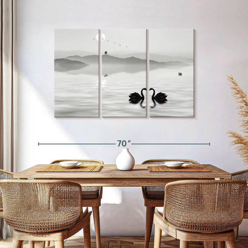 Kerrick Monochrome Swan Pair, 36" H x 57" W