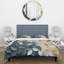 Ensemble de housse de couette beige et bleu Minimalisme Leaves Collage - Feuilles-107147522